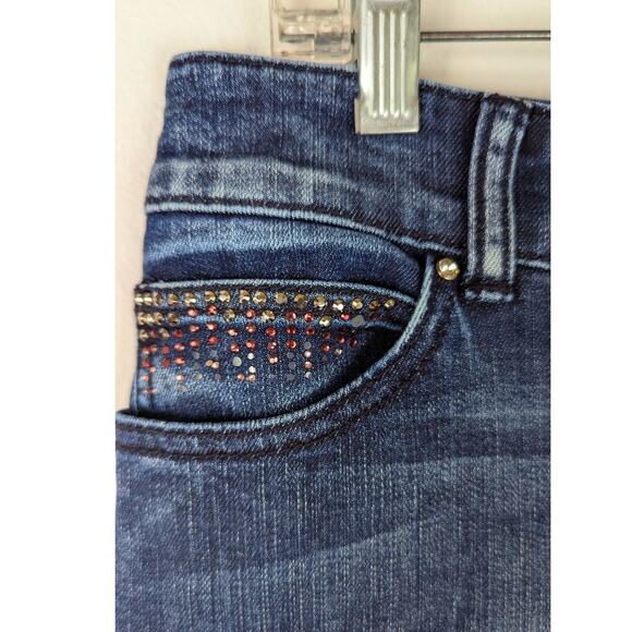Chico'sY2K Platinum sz1 Wiskers bootcut bling some distressing no cuts flareGUC - Picture 4 of 16